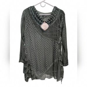 Simply Couture Charcoal Knit Blouse